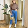 Moletom Flanelado Cropped com Gola Marrom - Fernanda Ramos Store