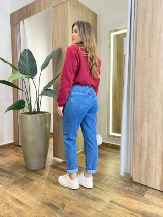 Moletom Flanelado Cropped com Gola Marsala - Fernanda Ramos Store