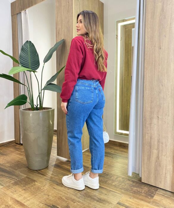 Moletom Flanelado Cropped com Gola Marsala - Fernanda Ramos Store