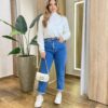 Moletom Flanelado Cropped com Gola Off White - Fernanda Ramos Store