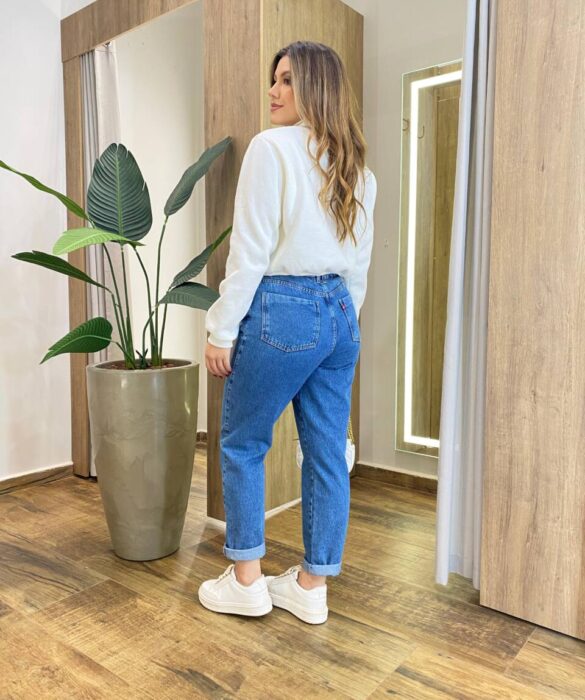 Moletom Flanelado Cropped com Gola Off White - Fernanda Ramos Store
