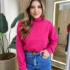 Moletom Flanelado Cropped com Gola Pink - Fernanda Ramos Store