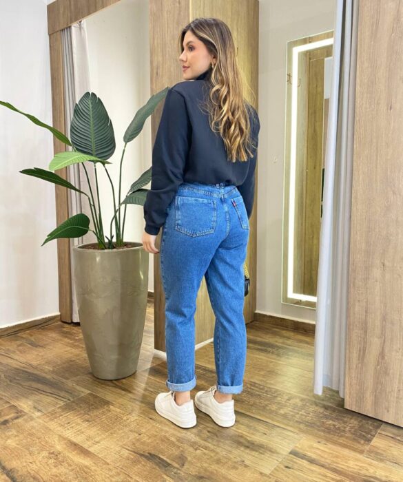 Moletom Flanelado Cropped com Gola Preto - Fernanda Ramos Store