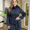 Parka Feminina Manga Longa Brenda Peluciada e Detalhes Preta - Fernanda Ramos Store