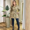Parka Feminina Manga Longa Brenda Peluciada e Detalhes Verde Musgo - Fernanda Ramos Store
