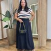 Saia Longa Feminina Plus com Bolsos e Amarração Preta - Fernanda Ramos Store