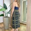 Saia Midi Tricot Modal com Fenda Frontal Estampada Verde - Fernanda Ramos Store