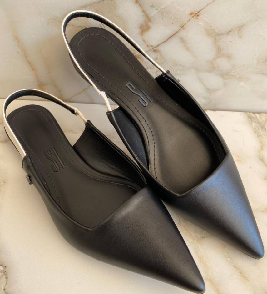 Sapatilha Feminina Santa Lolla Bico Fino SlingBack Preta - Fernanda Ramos Store