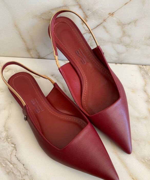 Sapatilha Feminina Santa Lolla Bico Fino SlingBack Vinho - Fernanda Ramos Store