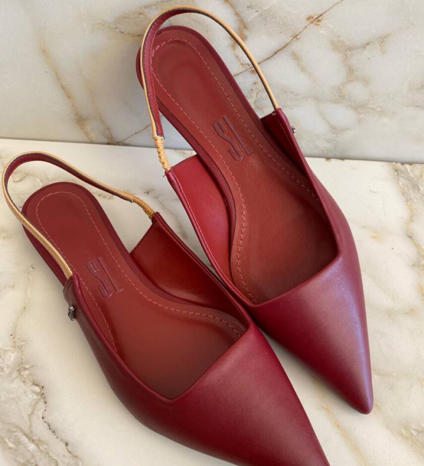 Sapatilha Feminina Santa Lolla Bico Fino SlingBack Vinho - Fernanda Ramos Store