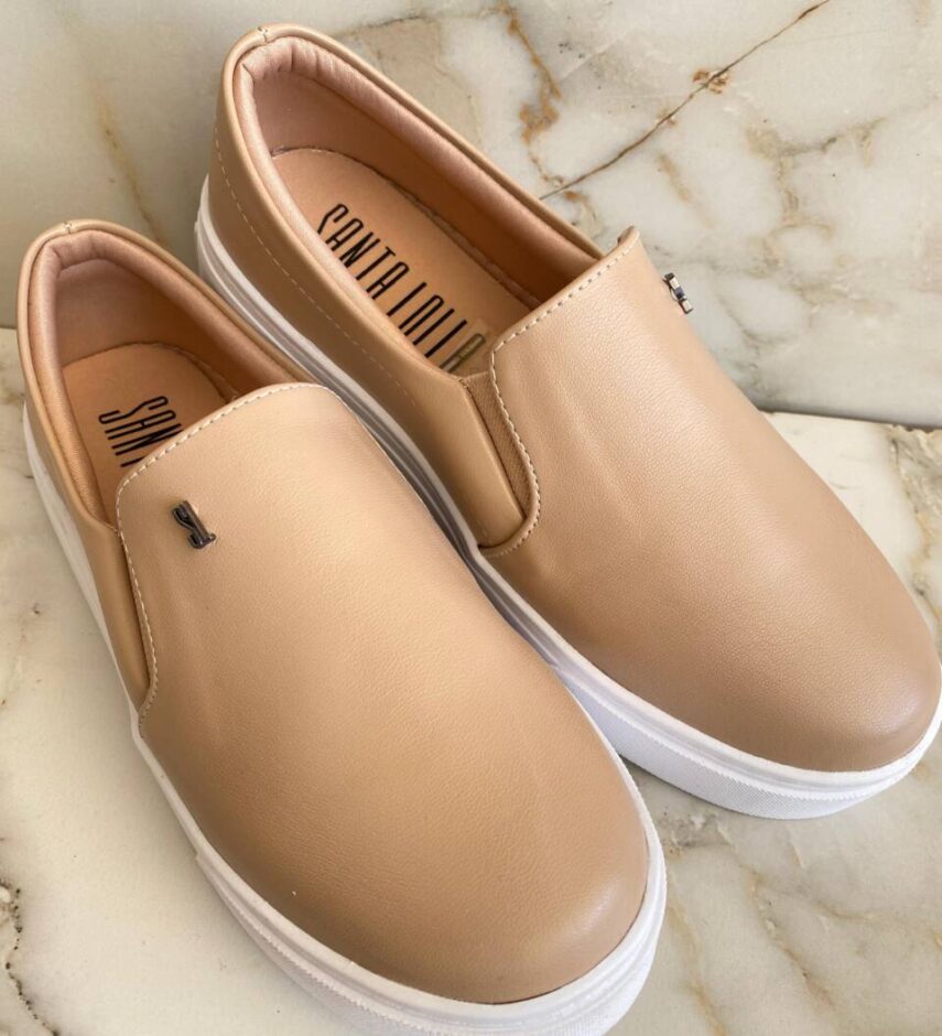 Tênis Slip Feminino Santa Lolla Bege - Fernanda Ramos Store