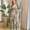 Vestido Amélia Longo sem Bojo Lastex no Punho Estampado Verde - Fernanda Ramos Store