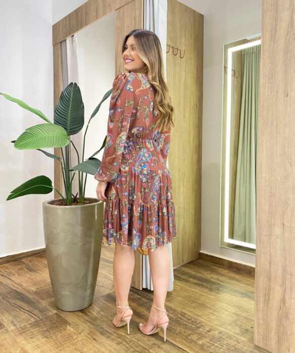 Vestido Curto LuLu sem Bojo Tule Estampado - Fernanda Ramos Store
