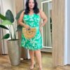 Vestido Feminino Curto com Bojo Plus Detalhe Drapeado Verde - Fernanda Ramos Store