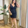 Vestido Feminino Curto Plus com Bojo Decote Paetê Preto - Fernanda Ramos Store