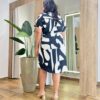 Vestido Feminino Curto Plus Manga Curta com Botões Estampado Preto - Fernanda Ramos Store