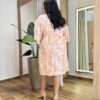 Vestido Feminino Curto Plus Manga Curta Estampado Salmão - Fernanda Ramos Store