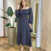 Vestido Feminino Lara Longo sem Bojo Detalhes Estampa Bolinha Preto - Fernanda Ramos Store
