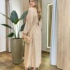 Vestido Feminino Lara Longo sem Bojo Detalhes Estampado Bege - Fernanda Ramos Store