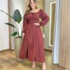 Vestido Feminino Lara Longo sem Bojo Detalhes Marrom Avermelhado - Fernanda Ramos Store