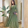 Vestido Feminino Liz Longo sem Bojo Manga Longa Verde - Fernanda Ramos Store