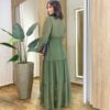 Vestido Feminino Liz Longo sem Bojo Manga Longa Verde - Fernanda Ramos Store
