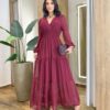 Vestido Feminino Liz Longo sem Bojo Manga Longa Vinho - Fernanda Ramos Store