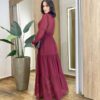 Vestido Feminino Liz Longo sem Bojo Manga Longa Vinho - Fernanda Ramos Store