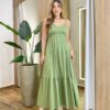 Vestido Feminino Longo Serena sem Bojo Alça Regulável Verde Oliva - Fernanda Ramos Store