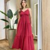Vestido Feminino Longo Serena sem Bojo Alça Regulável Vermelho - Fernanda Ramos Store