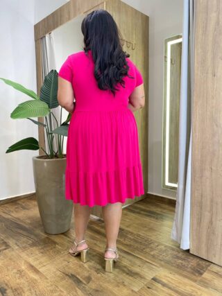 Vestido Feminino Olivia Curto Plus Malha Pink - Fernanda Ramos Store