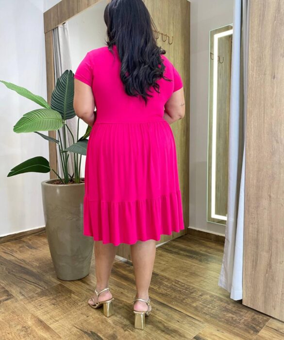 Vestido Feminino Olivia Curto Plus Malha Pink - Fernanda Ramos Store
