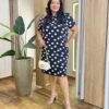 Vestido Feminino Tradicional Curto Plus Estampado Preto - Fernanda Ramos Store