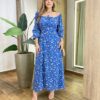 Vestido Lolo Manga Longo com Bojo Floral Azul - Fernanda Ramos Store