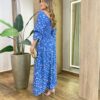 Vestido Lolo Manga Longo com Bojo Floral Azul - Fernanda Ramos Store