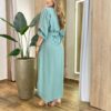 Vestido Longo Ana sem Bojo Manga Longa com Botões e Amarração Verde - Fernanda Ramos Store