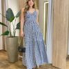 Vestido Longo Dani com Bojo com Lastex e Botões Xadrez Preto - Fernanda Ramos Store