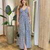 Vestido Longo Dani com Bojo com Lastex e Botões Xadrez Preto - Fernanda Ramos Store