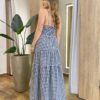 Vestido Longo Dani com Bojo com Lastex e Botões Xadrez Preto - Fernanda Ramos Store