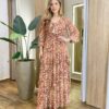 Vestido Longo Margot sem Bojo Manga Longa em Tule com Camadas Bege - Fernanda Ramos Store