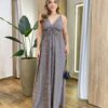Vestido Longo Mary sem Bojo Amarração e Lastex Xadrez Preto - Fernanda Ramos Store