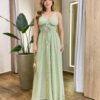 Vestido Longo Mary sem Bojo Amarração e Lastex Xadrez Verde - Fernanda Ramos Store