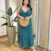 Vestido Longo sem Bojo Plus Alça e Detalhe Transpassado Verde - Fernanda Ramos Store