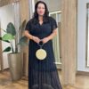 Vestido Longo sem Bojo Plus com Lastex em Tule Preto Brilhante - Fernanda Ramos Store