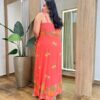 Vestido Longo sem Bojo Plus Lastex Alça Fina Estampado Coral - Fernanda Ramos Store