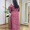 Vestido Longo sem Bojo Plus Lastex e Manga Longa Estampado Vinho - Fernanda Ramos Store