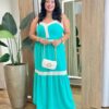 Vestido Longo sem Bojo Plus Lastex nas Costas Verde Água - Fernanda Ramos Store
