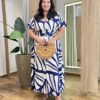 Vestido Longo sem Bojo Plus Manga Curta com Botões Estampado - Fernanda Ramos Store