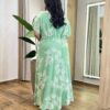 Vestido Longo sem Bojo Plus Manga Curta com Detalhes Estampado - Fernanda Ramos Store