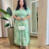 Vestido Longo sem Bojo Plus Manga Curta com Detalhes Estampado - Fernanda Ramos Store